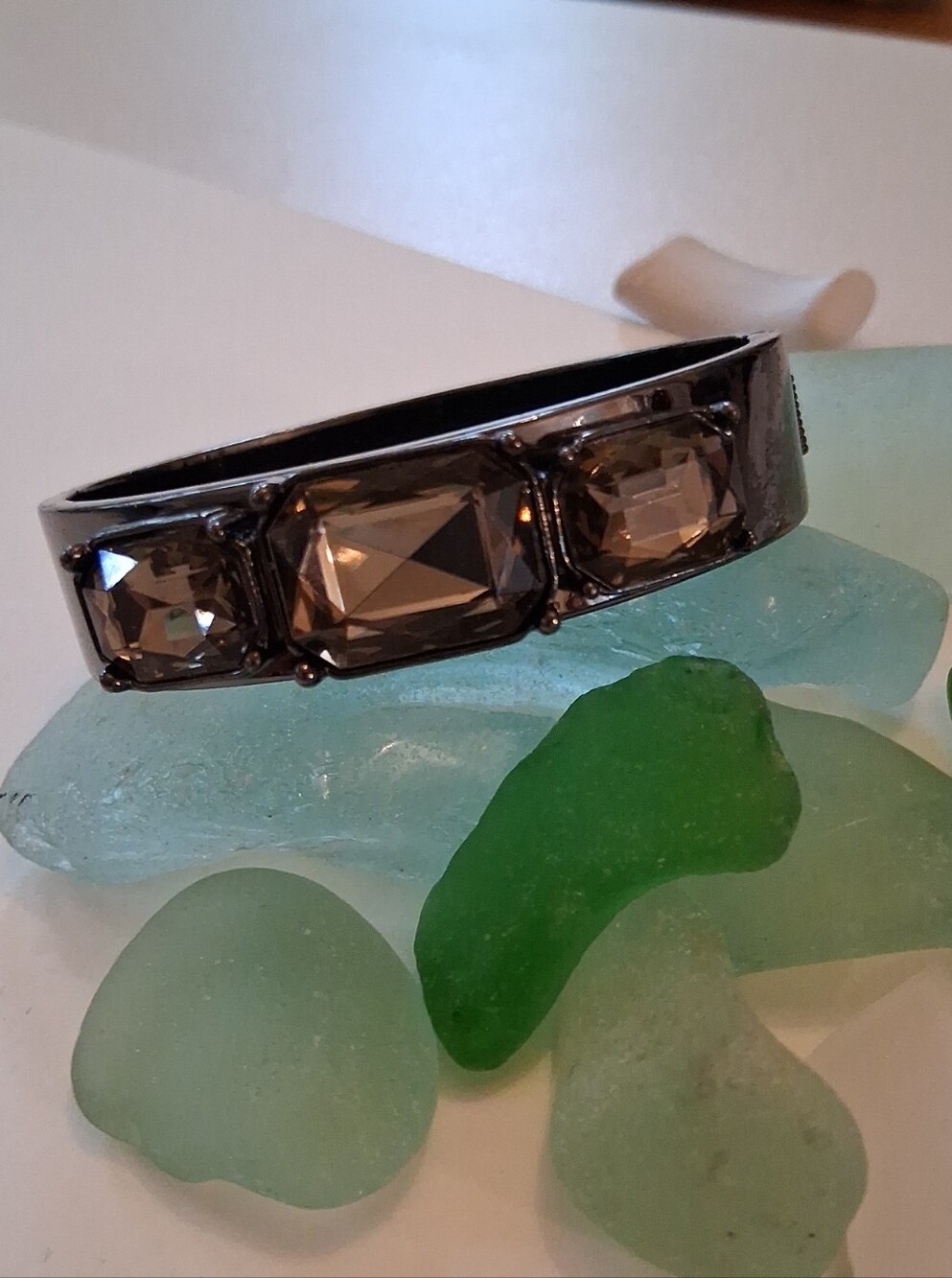 Source Unknown Smoky Brown Crystal Trio Bracelet Toych Of Dark Elegance